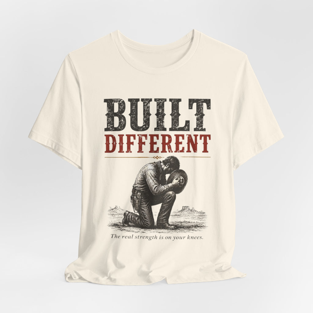 Crown & Saddle Built Different Christian Cowboy Prayer Tee